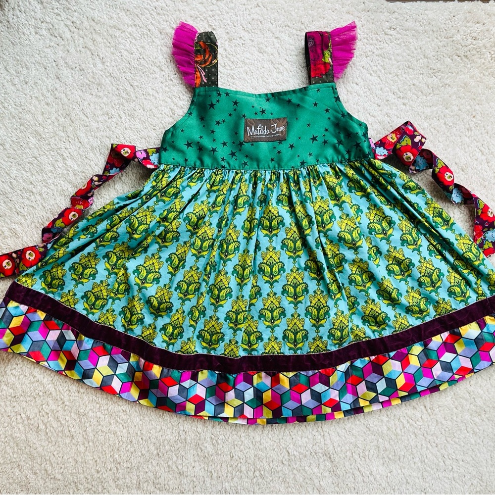 Matilda Jane paint by numbers green, red, Christmas apron dress, girl with sled - Picture 2 of 4